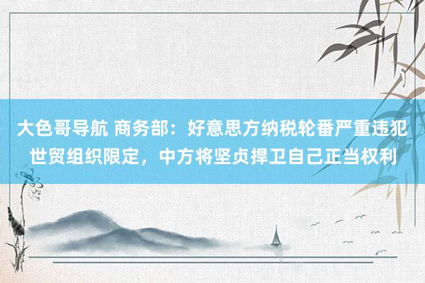 大色哥导航 商务部：好意思方纳税轮番严重违犯世贸组织限定，中方将坚贞捍卫自己正当权利