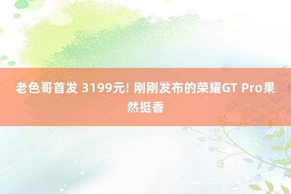 老色哥首发 3199元! 刚刚发布的荣耀GT Pro果然挺香