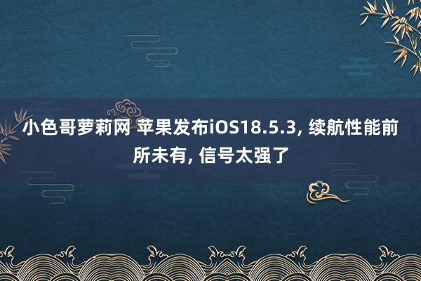 小色哥萝莉网 苹果发布iOS18.5.3， 续航性能前所未有， 信号太强了