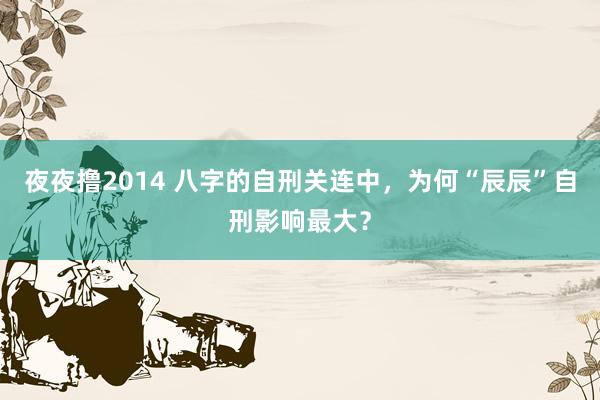 夜夜撸2014 八字的自刑关连中，为何“辰辰”自刑影响最大？